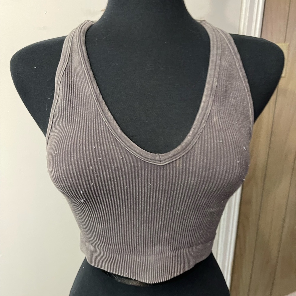 Zara Ribbed Tank Top - Taupe